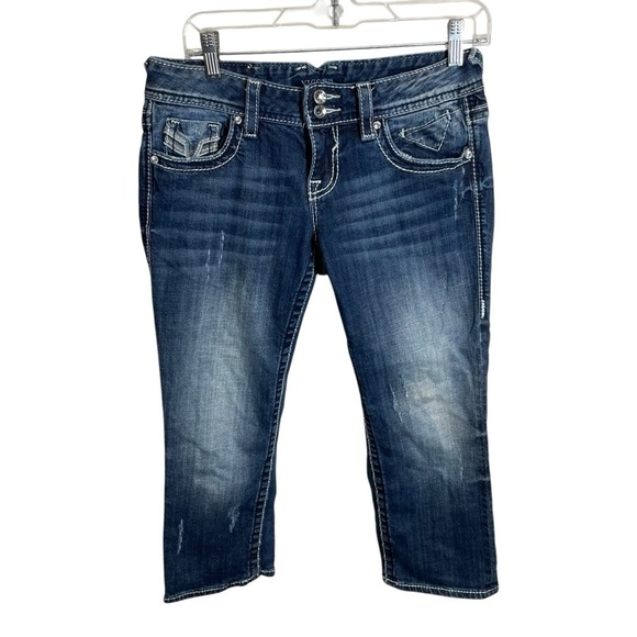 Vigoss Denim - Vigoss The New York Capri women’s size 3/4 bling jewel buttons